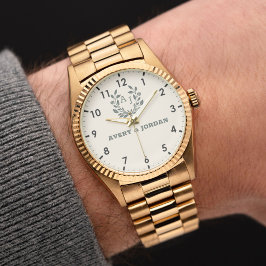 Vintage floral monogram neutral armbanduhr