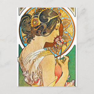Vintage Floral Mucha Postkarte