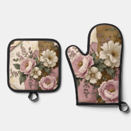 Vintage Floral - Oven Mitt & Pot Holder Set 