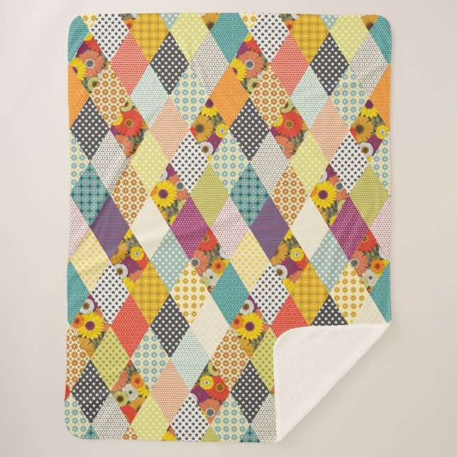 vintage floral patchwork quilt sherpadecke (Vorderseite)