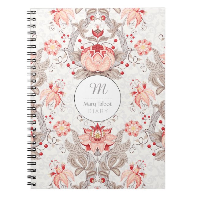 Vintage Floral Pattern damask Monogram S Notebook Notizblock (Vorderseite)