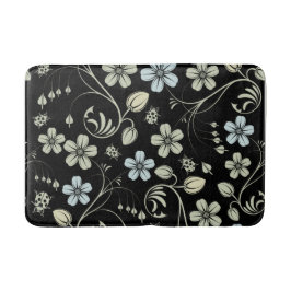 Vintage Floral Pattern with Ladybugs on Black Badematte
