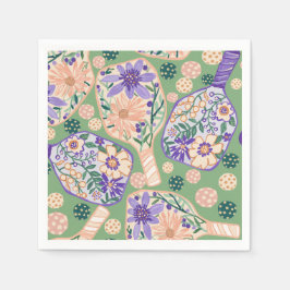 Vintage Floral Pickleball Design Serviette