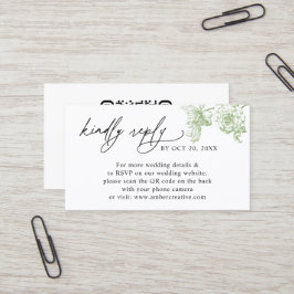 Vintage Floral QR-Code Hochzeit RSVP Geschäft Visitenkarte