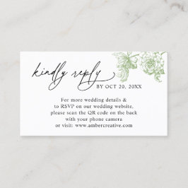 Vintage Floral QR-Code Hochzeit RSVP Geschäft Visitenkarte