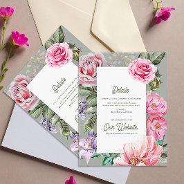 Vintage Floral Romantic Botanical Wedding Details Begleitkarte