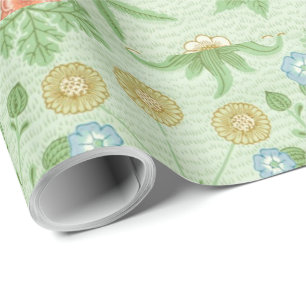 Vintage Floral Rosa Blau William Morris Daisy Wick Geschenkpapier