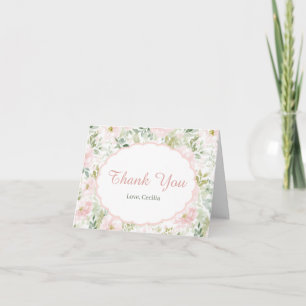 Vintage Floral Rosa Schleife Mädchen Baby Shower Dankeskarte