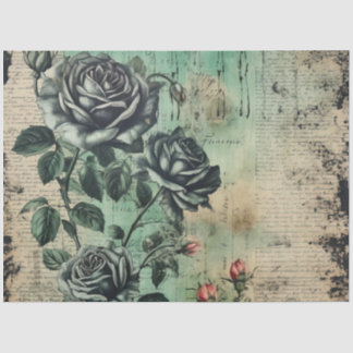 Vintage Floral Rose Greenery Decoupage Seidenpapier