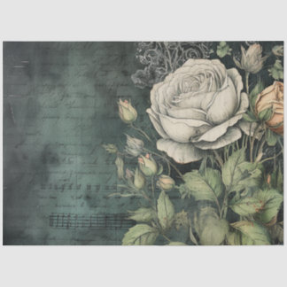 Vintage Floral Rose Greenery Decoupage Seidenpapier
