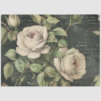 Vintage Floral Rose Greenery Decoupage Seidenpapier