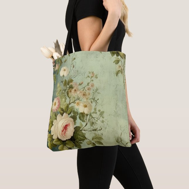 Vintage Floral Rose Grünzeug  (Von Nahem)