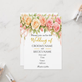 Vintage Floral Rose Wedding Invitation Einladung