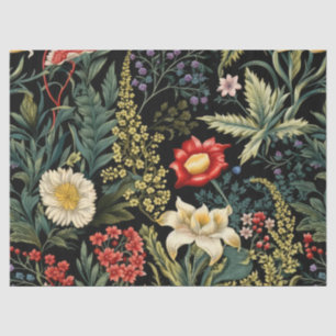 Vintage Floral Rote Dahlie Weiße Lilien Boho Seidenpapier