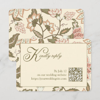 Vintage Floral Sage Grün QR-Code Hochzeit RSVP Karte