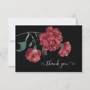 Vintage Floral Schwarzes Brautpaar-Shower-Brunch Dankeskarte