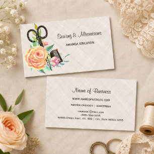 Vintage Floral Seamstress-Scheren und Bläschen Visitenkarte
