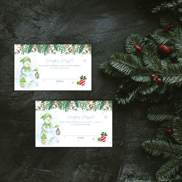 Vintage Floral Snowman Diaper Raffle Baby Shower Begleitkarte