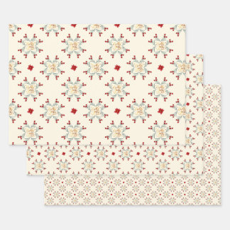 Vintage Floral Star Christmas Gift Wrap Geschenkpapier Set