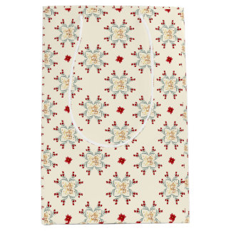 Vintage Floral Star Christmas Gift Wrap Mittlere Geschenktüte