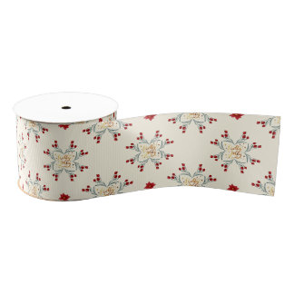 Vintage Floral Star Christmas Gift Wrap Ripsband