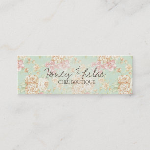 Vintage Floral Teal Anhänger Mini Visitenkarte