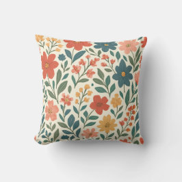 Vintage Floral Throw Pillow – Botanical Wildflower Kissen