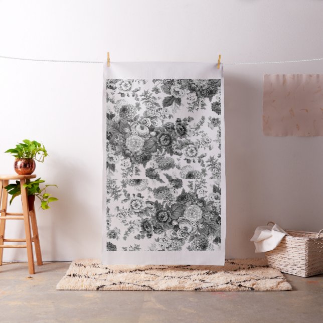 Vintage Floral Toile Botanische Leinenpfanne Stoff (Beispiel)