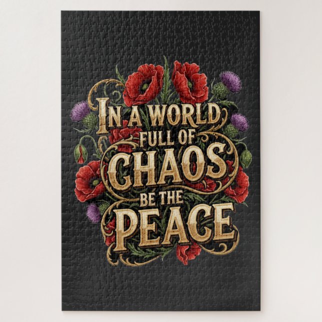 Vintage Floral Typography Peace Puzzle (Vertikal)