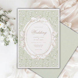 Vintage-Floral-verspielte Salbei-Hochzeitseinladun Einladung