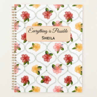 Vintage floral watercolour clear diamond Planner Planer