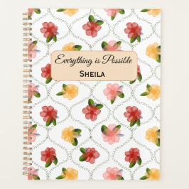 Vintage floral watercolour clear diamond Planner Planer