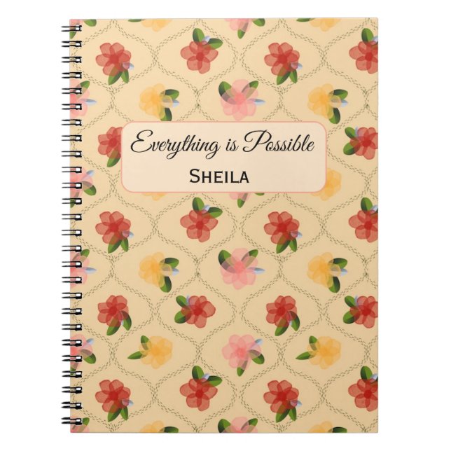 Vintage floral watercolour diamond Notebook Notizblock (Vorderseite)