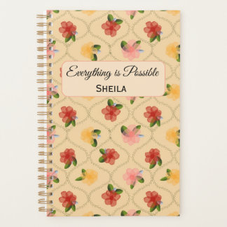 Vintage floral watercolour diamond Notebook Planer