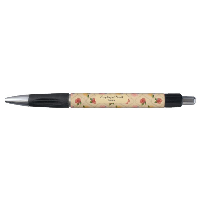 Vintage floral watercolour diamond pen kugelschreiber (Vorderseite)