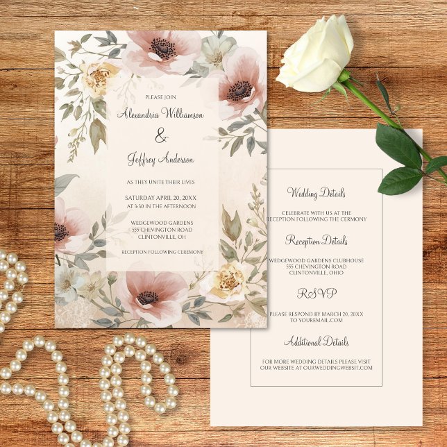 Vintage Floral Wedding Invitation Einladung (Von Creator hochgeladen)