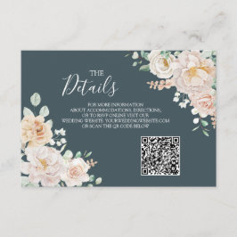 Vintage Floral Wedding QR code Details Insert