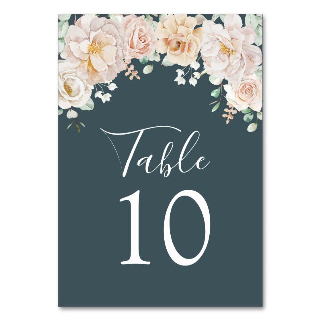 Vintage Floral Wedding Table Number Cards Tischnummer (Vorderseite)