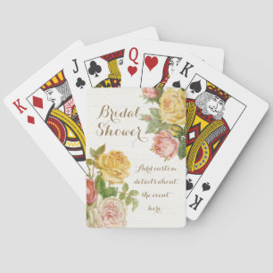 Vintage Floral Weißwaschung Frühlings-Brautparty Spielkarten