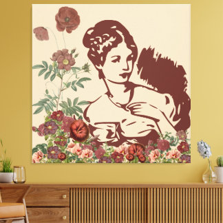 Vintage Floral Woman Leinwanddruck