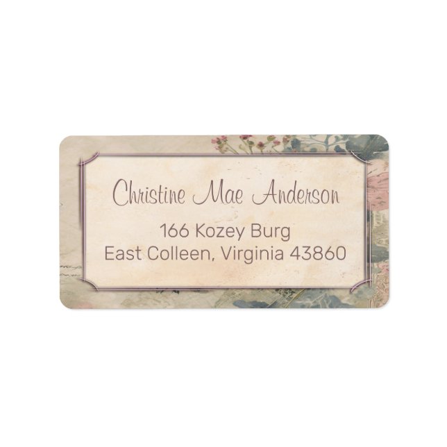 Vintage Floraladresse / Versand / Buchkennzeichnun Adressaufkleber (Vorne)