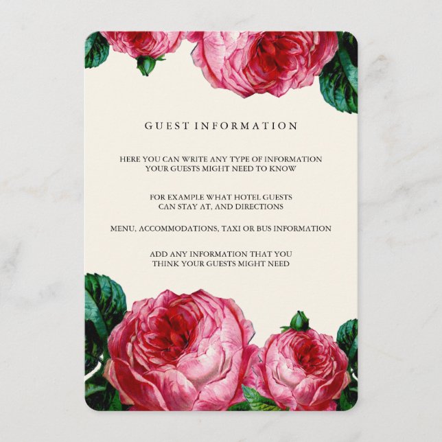 VINTAGE FLORALDEKOUPAGE WEDD INSERT CARD (Vorderseite)