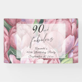 Vintage florale 90. Geburtstagsparty Banner