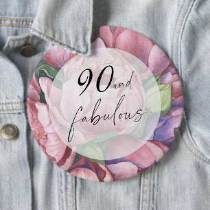 Vintage florale 90. Geburtstagsparty Button