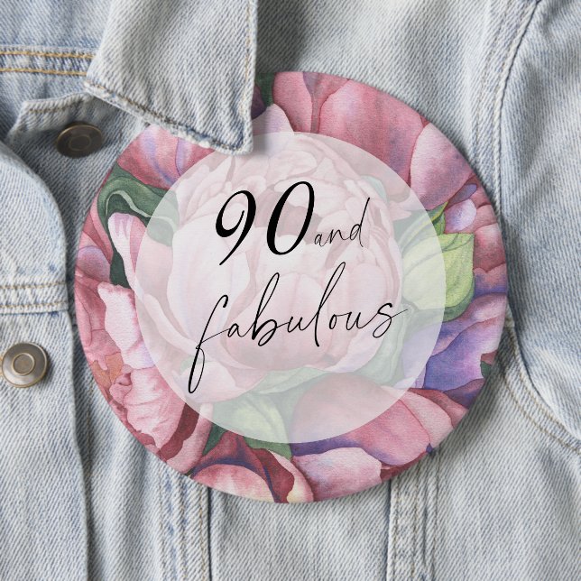 Vintage florale 90. Geburtstagsparty Button (Beispiel)