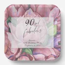 Vintage florale 90. Geburtstagsparty Pappteller