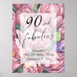 Vintage florale 90. Geburtstagsparty Poster