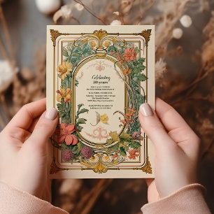 Vintage Florale Art Nouveau Hochzeit Jubiläum Einladung