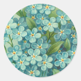 Vintage florale Aufkleber mit blauen Vergessenmerz