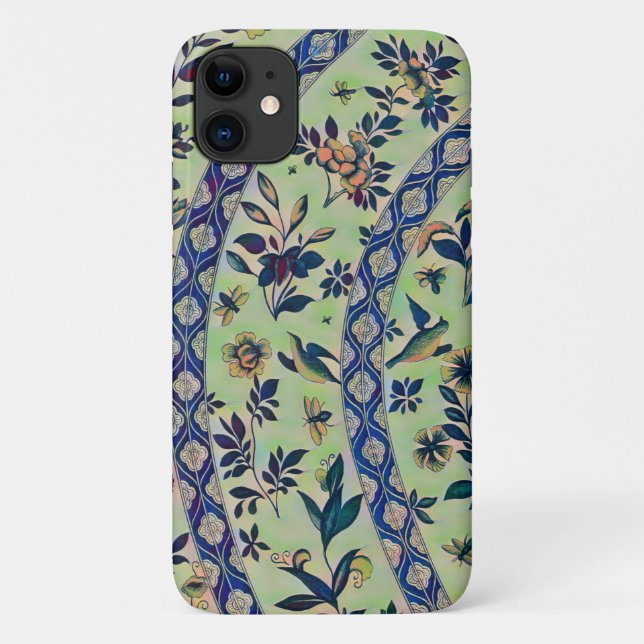 Vintage florale Blume Strip Phone Case (Rückseite)